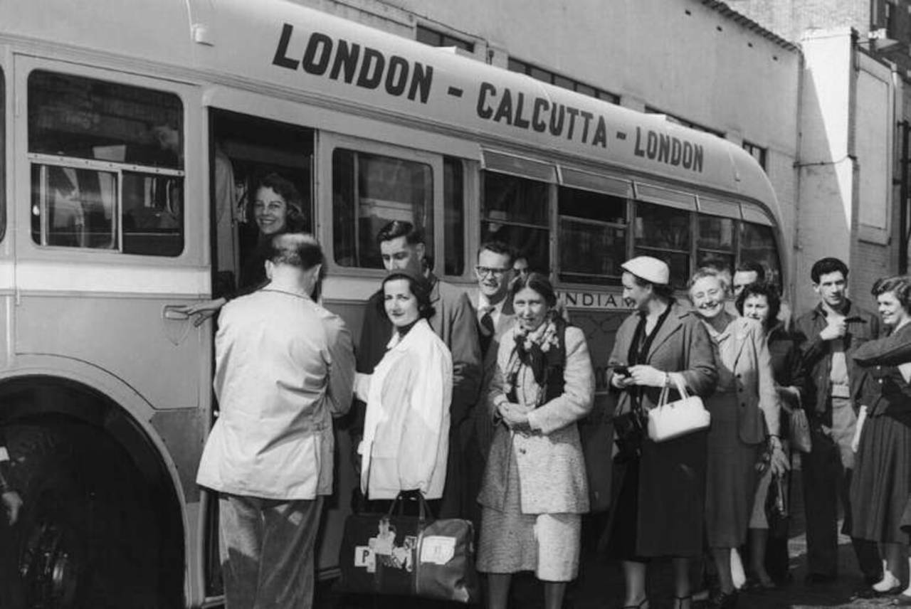 World longest bus route trip Calcutta London year 1960